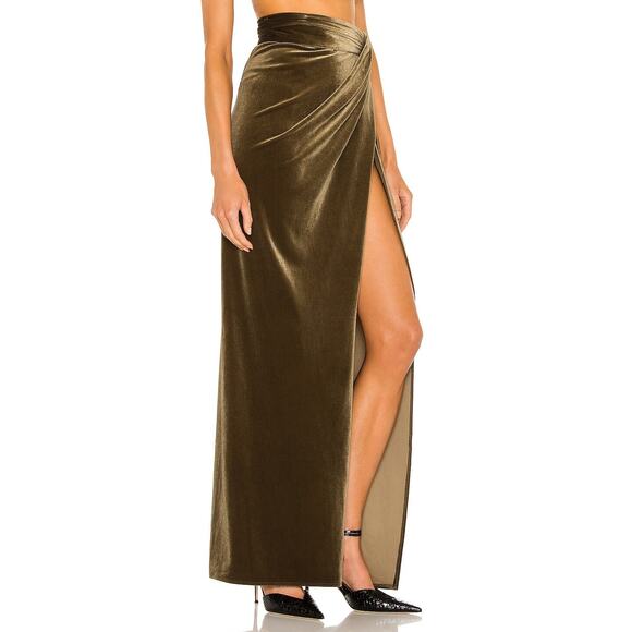 Ronny Kobo x Revolve Freya Velvet Bra Top & Blythe Maxi Skirt Set Olive Size S - Picture 3 of 8